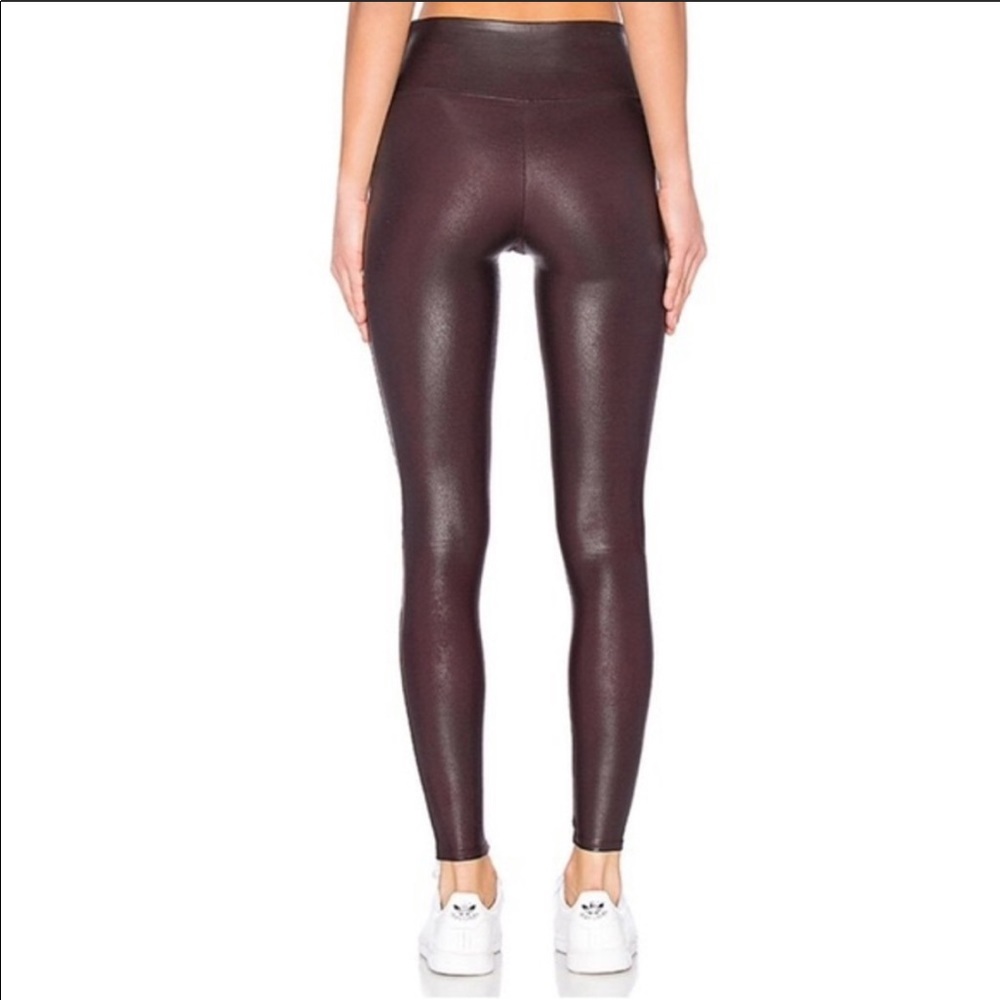 Spanx Faux Leather Leggings in Color Wine - Picture 3 of 6
